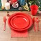 175 PCS Red Plastic Dinnerware Set Includes 50 Plates, 25 Cups, 25 Napkins, 25 Cutlery Spoons Forks & Knives, Disposable Dinnerware Set, Red Party Supplies Set